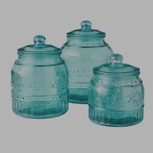 The Pioneer Woman Cassie Glass Canister 3 PC Set, Teal
